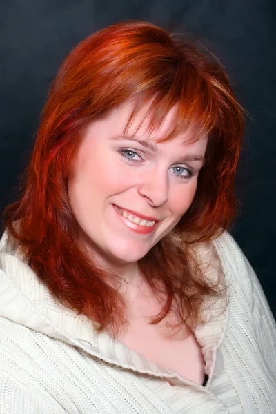 Vogue style portrait of beautiful ginger. Studio shot. — Stock Photo, Image