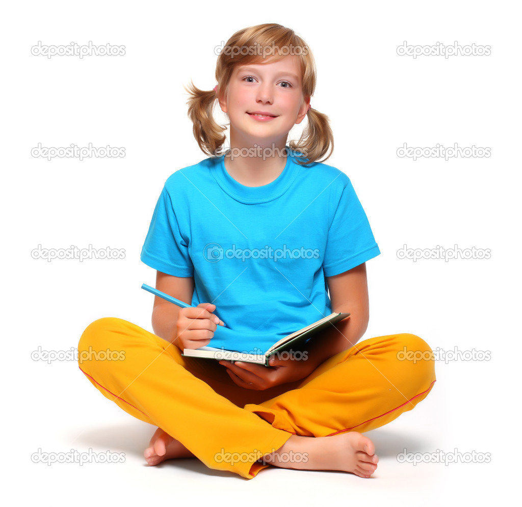 Pretty girl with opened book.