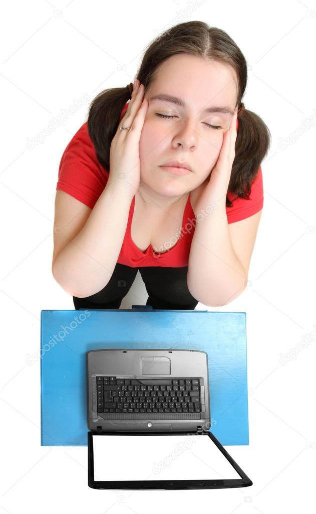 Frustrated woman with laptop