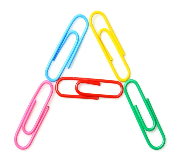 Colorful letter A from paperclips. — Stock Photo, Image