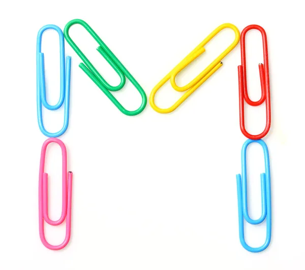 Colorful letter M from paperclips. — Stock Photo, Image