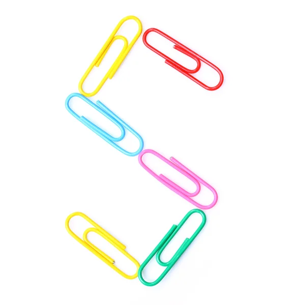 Colorful letter S from paperclips. — Stock Photo, Image