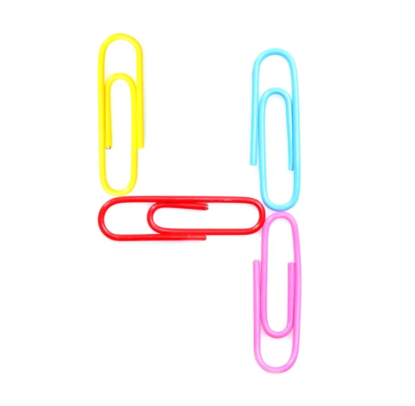 Colorful number 4 from paperclips. — Stock Photo, Image