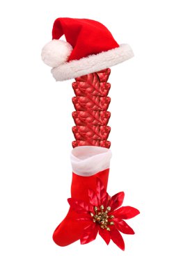 Noel Noel Baba şapkası ve çorap ile ı harfi.