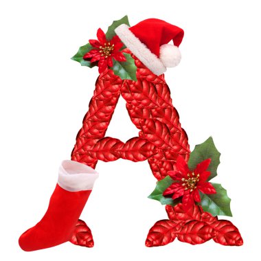 Noel mektubu bir Noel Baba şapkası ile. bir kısım büyük Noel alfabesi.
