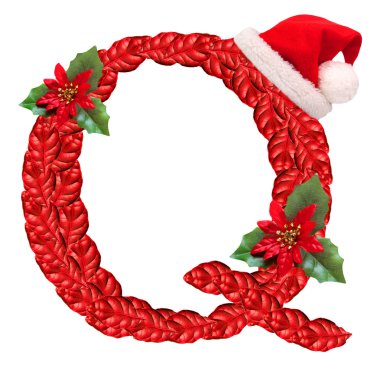 Noel Noel Baba şapkası ile harf q.