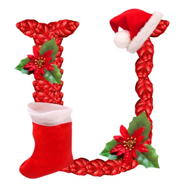 Noel Noel Baba şapkası ile harf u.