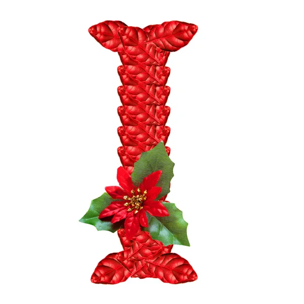 Letter from red christmas flowers . Nice Christmas Alphabet. — Stock Photo, Image