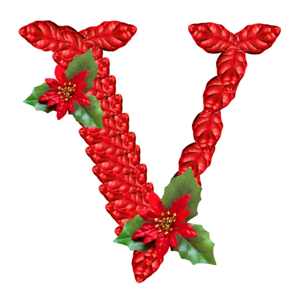 Letter from red christmas flowers . Nice Christmas Alphabet. — Stock Photo, Image