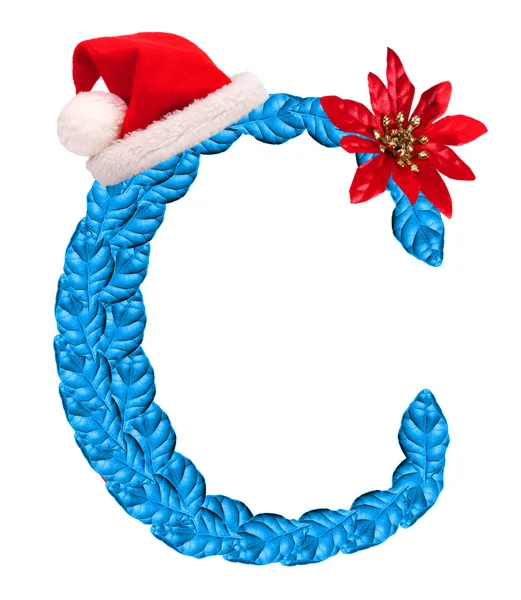 Christmas letter C with Santa Claus cap — Stock Photo, Image