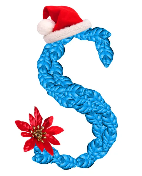 Christmas letter S with Santa Claus cap — Stock Photo, Image