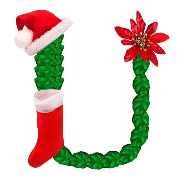 サンタ クロースの帽子とストッキング クリスマス文字 u. — ストック写真