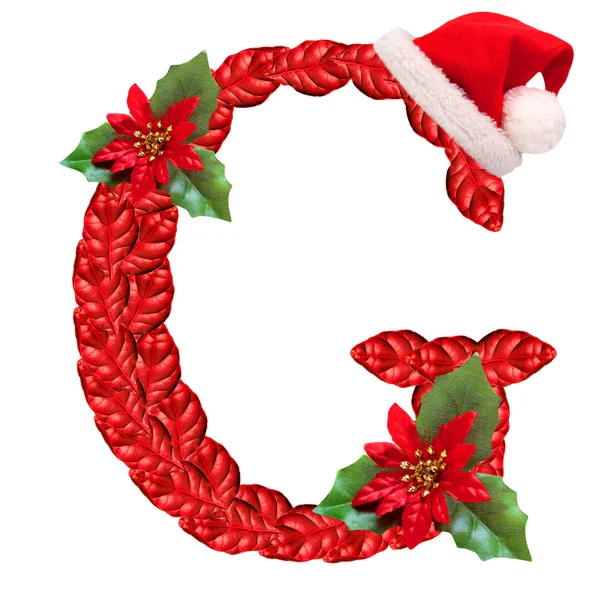 Christmas letter G with Santa Claus cap. — Stock Photo, Image