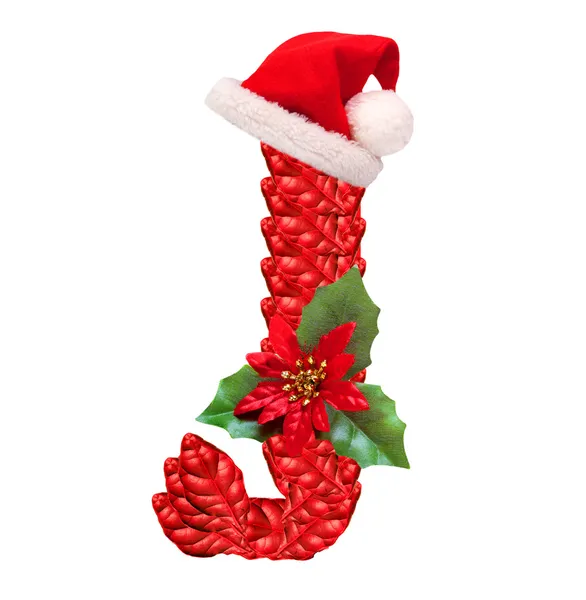 Christmas letter J with Santa Claus cap. — Stock Photo, Image