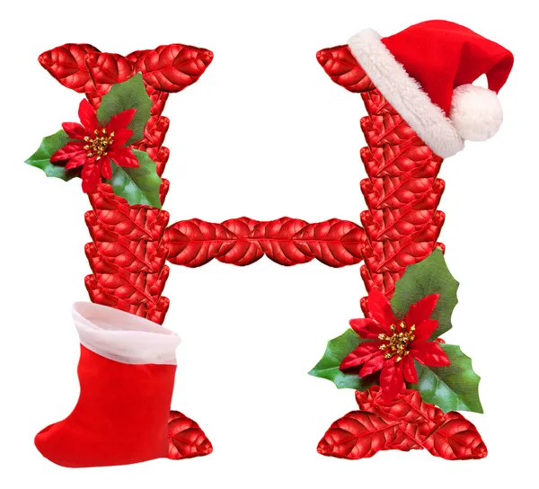 Christmas letter H with Santa Claus cap. — Stock Photo, Image