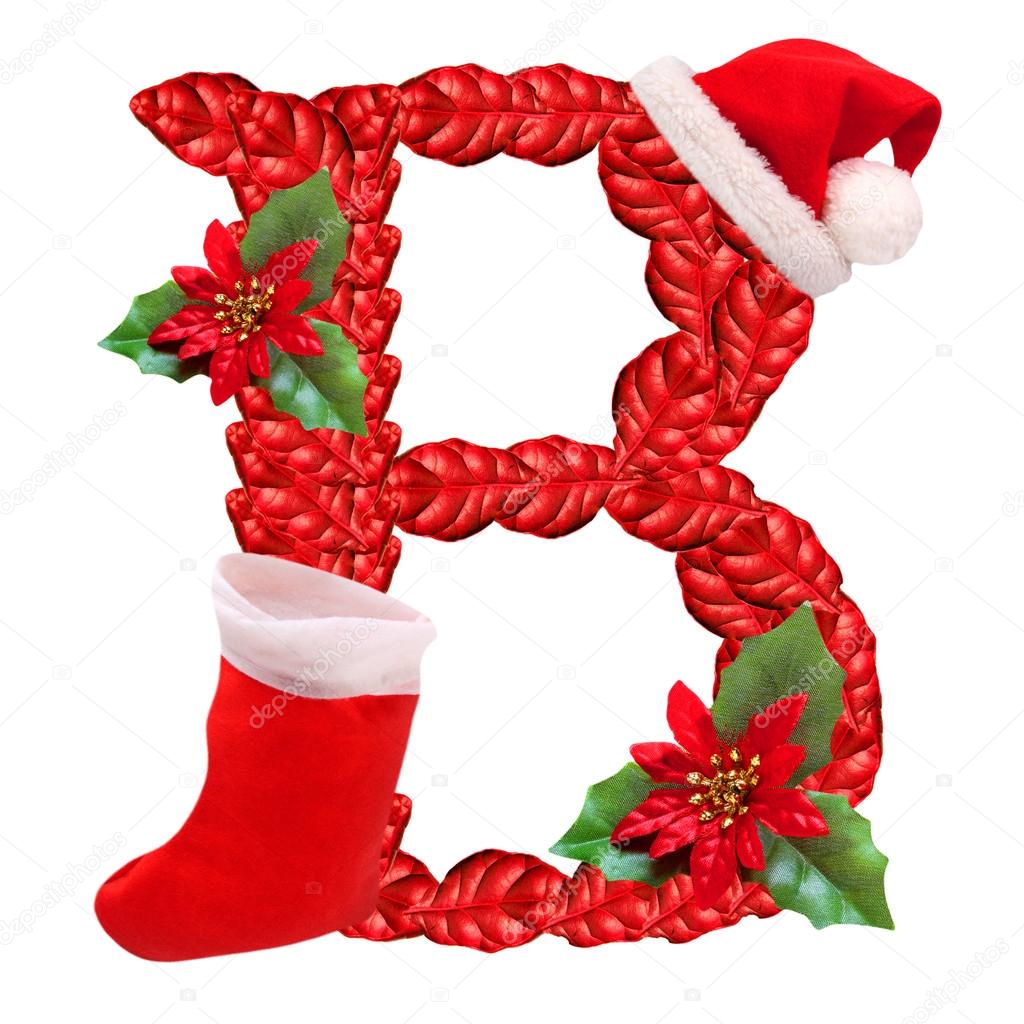 Christmas letter B with Santa Claus cap. One part of great christmas  alphabet. Stock Photo by ©vladvitek 33361153