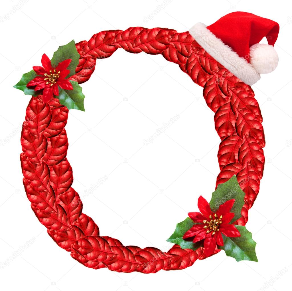 Christmas letter O with Santa Claus cap.