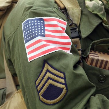 Amerikalı bir asker (Çavuş) üniforma bayrağı yama.