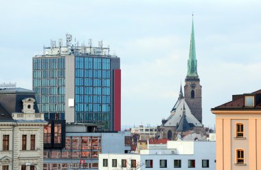 Pilsen skyline with great gothic cathedhral st. Bartholomew