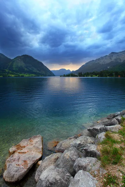 Night storm over a Grundlsee Lake — Stock Photo, Image