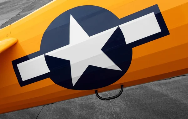 White star on historic us navy biplane — Stock Photo, Image