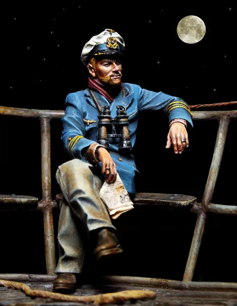 Tynk rysunek siedzący marynarz — Zdjęcie stockowe