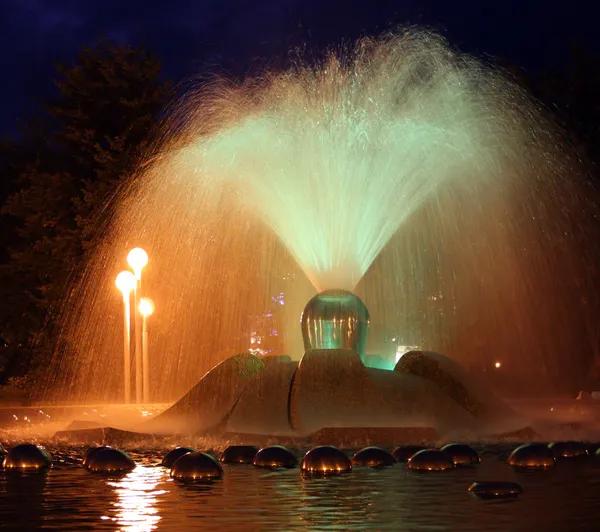 Zingen nacht fontein. — Stockfoto