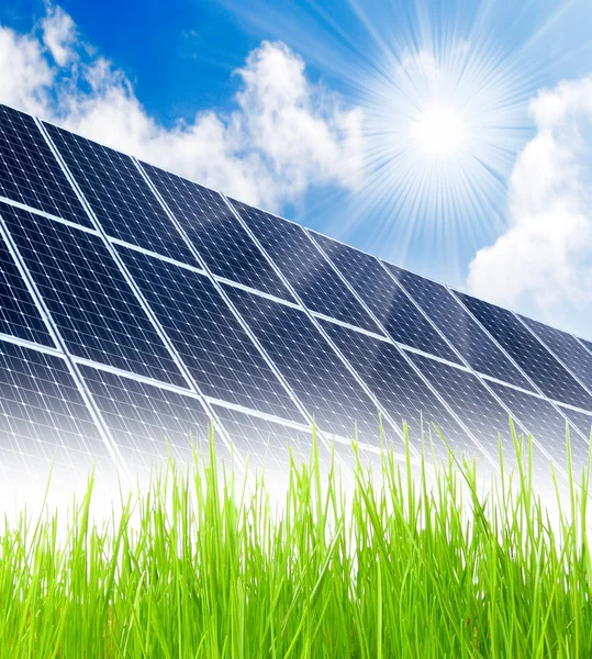 Solar energy panels against sunny sky. — Stock Photo, Image