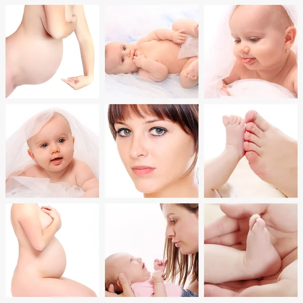 Collage on theme motherhood — Stock Photo, Image