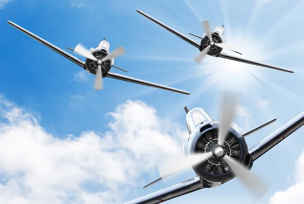 Vintage planes on a sunny sky. — Stock Photo, Image