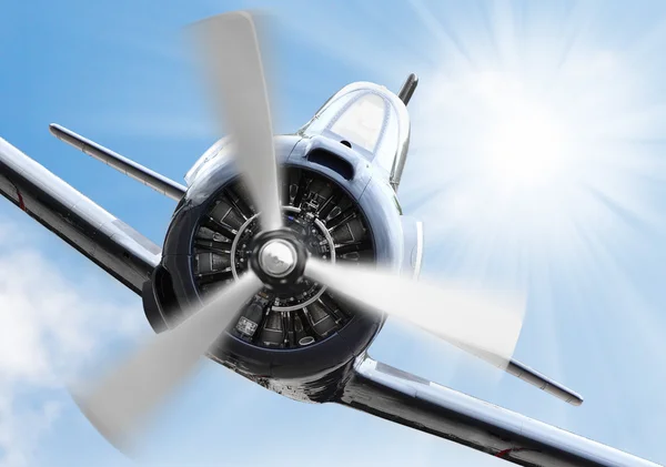 Vintage plane on a sunny sky. — Stock Photo, Image