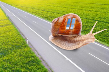 in helezon ile mobil ana yol üzerinde resmi komik. kolay seyahat metafor.