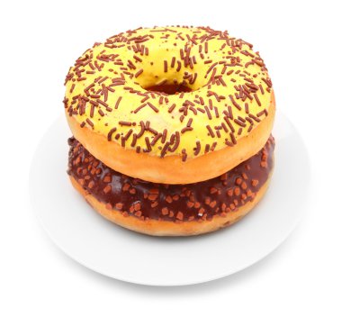 iki donut kakao ve vanilya şeker ile sırlı