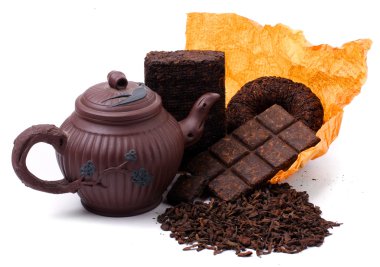 Aromatic black pu-erh tea from yunnan province in China. clipart