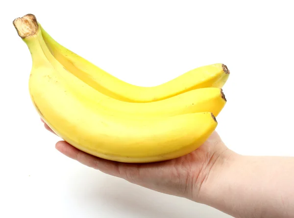 Bando de bananas maduras na mão feminina — Fotografia de Stock