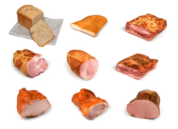 Коллекция мяса и хлеба — стоковое фото