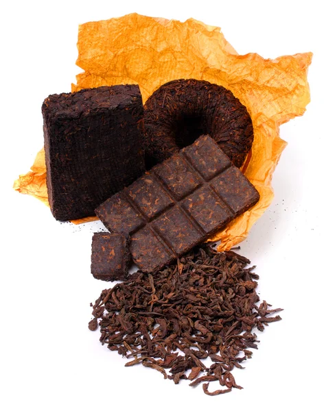 Aromatický černý pu-erh čaj z provincie Jün-nan v Číně. — Stock fotografie