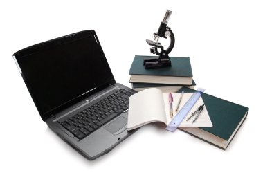 dizüstü bilgisayar, mikroskop, kitap ve diğer araçları için üniversite eğitimi.
