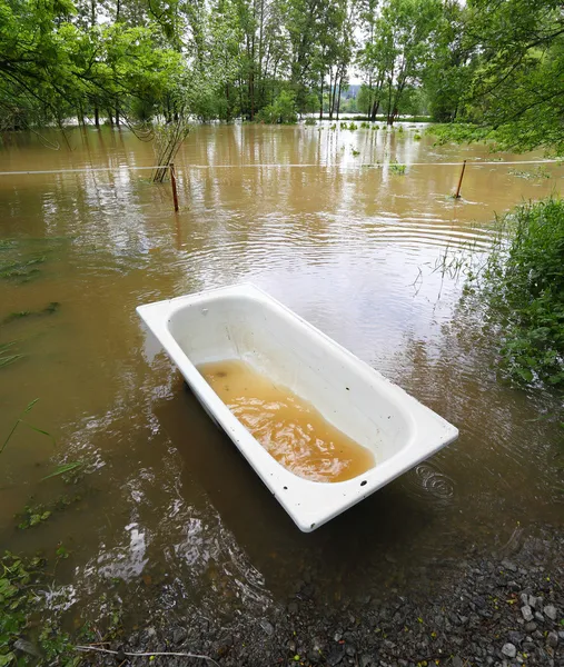 Landscape with lost bathtub — Stock Photo, Image