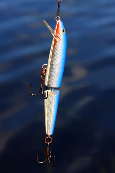 Richiamo di pesca contro il livello dell'acqua — Foto Stock