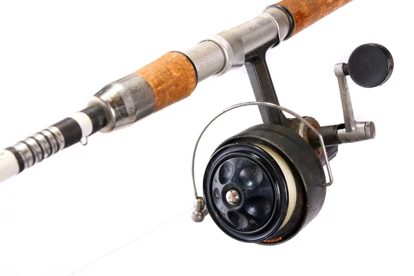 Canne à pêche vintage avec bobine . — Photo
