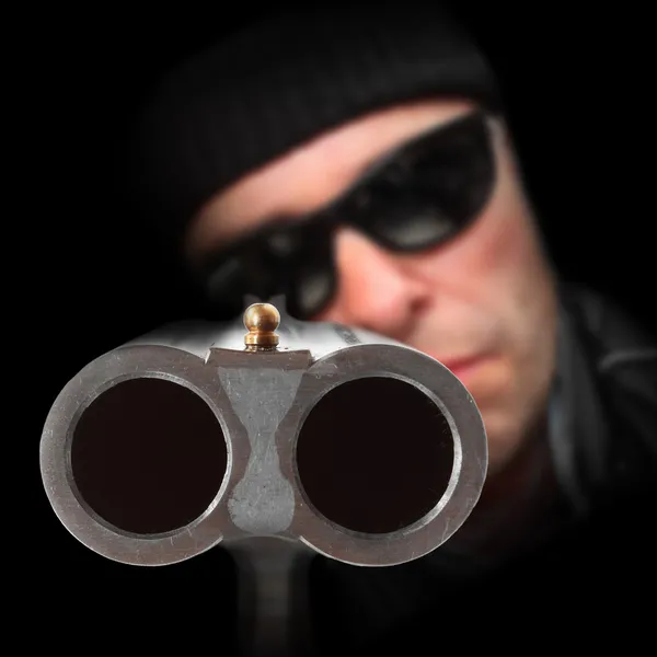 Gangster met shotgun — Stockfoto