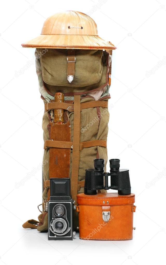 Vintage gear for camping in the wilderness.