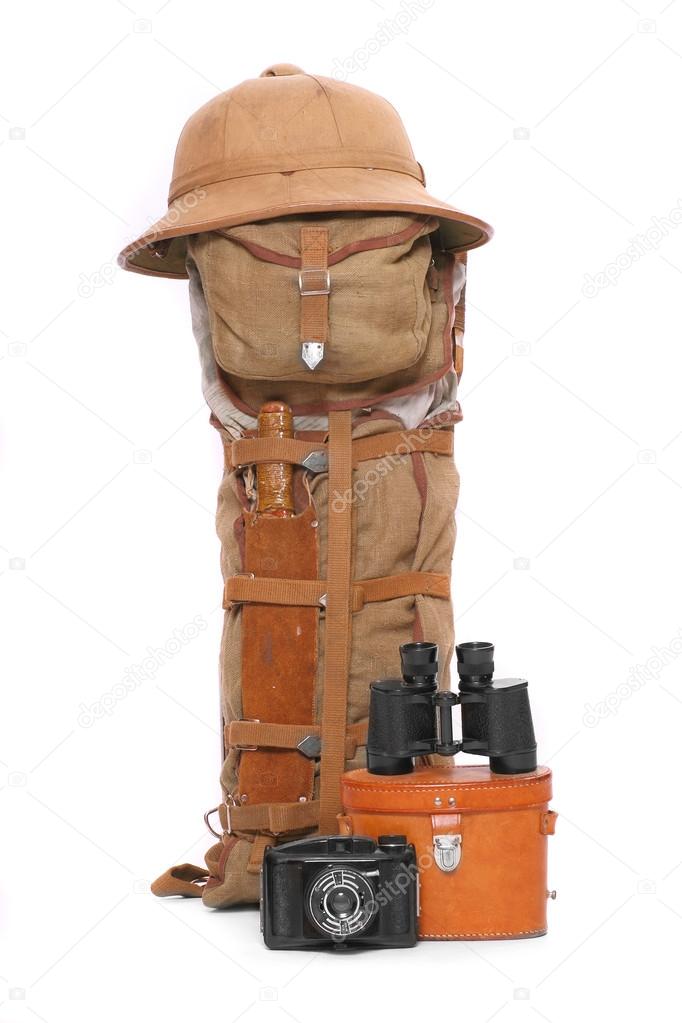 Vintage gear for camping in the wilderness.