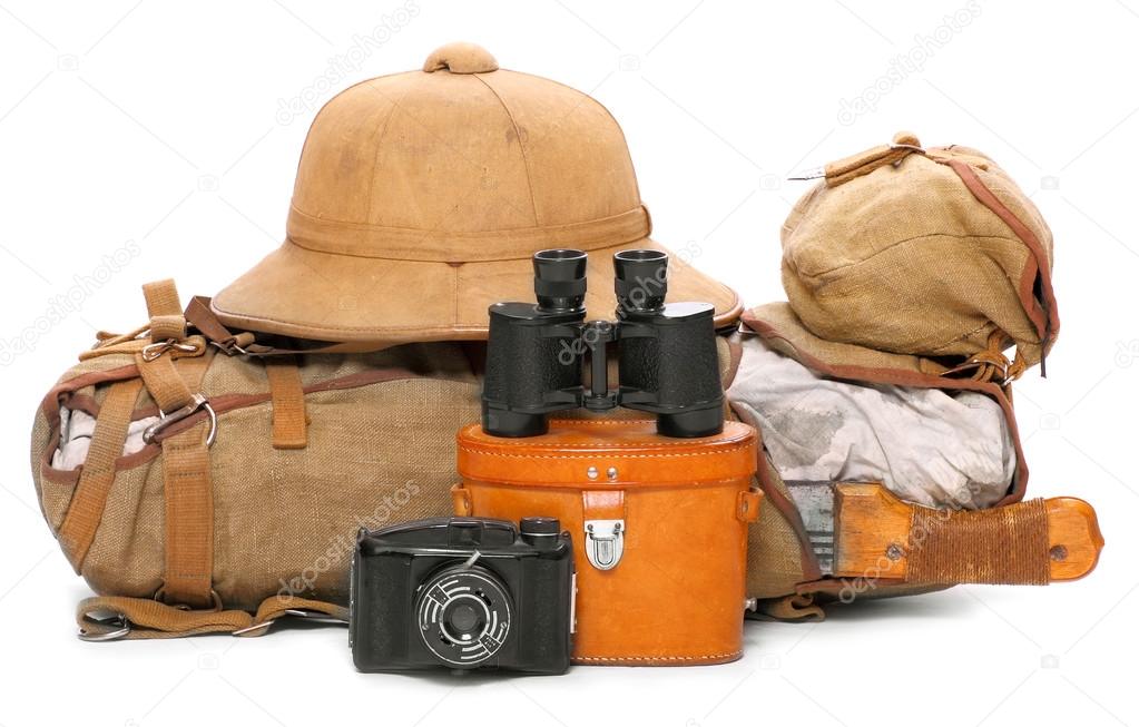 Vintage gear for camping in the wilderness.