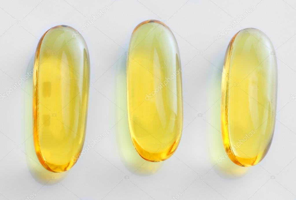 Omega-3 pills - close up with shallow DOF.