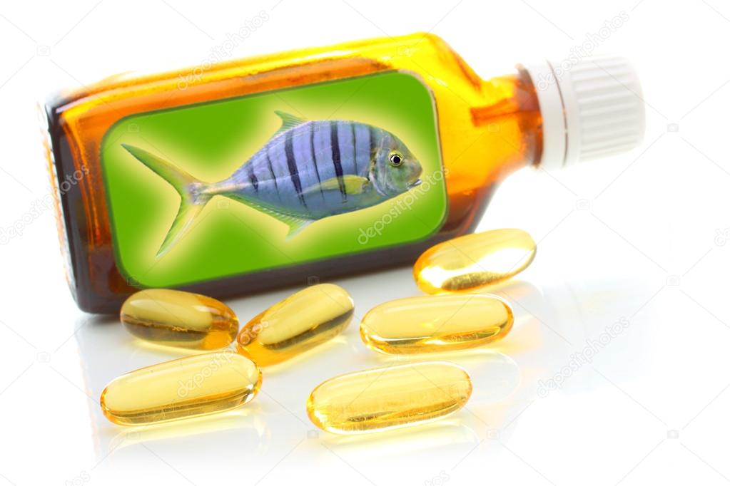 Brown bottle with fish oil