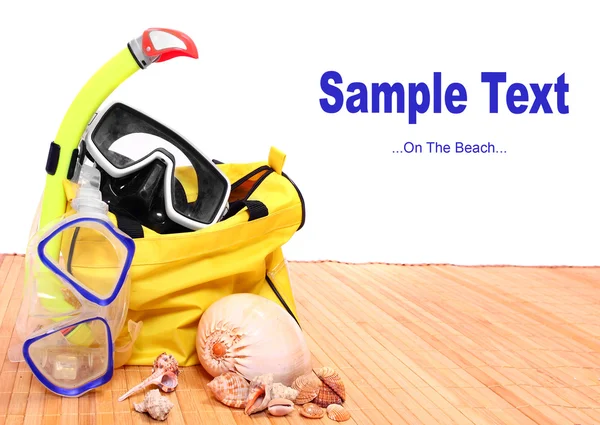 Snorkel, mask and seashells — Stock Photo, Image