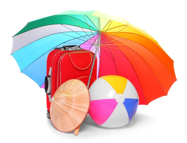 Beach umbrella and necessary articles — Stock Photo, Image