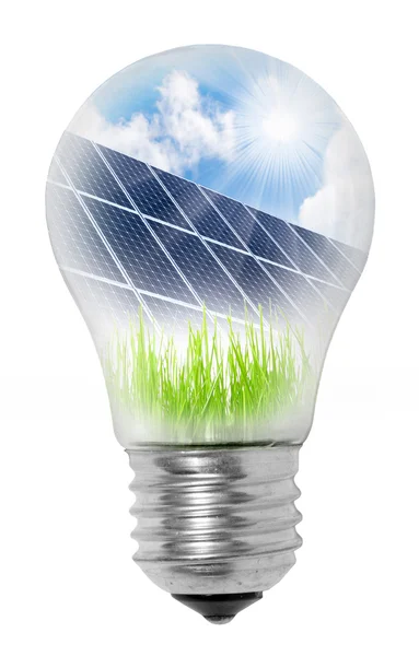 Lamp bulb with solar panels. — Stock Photo, Image